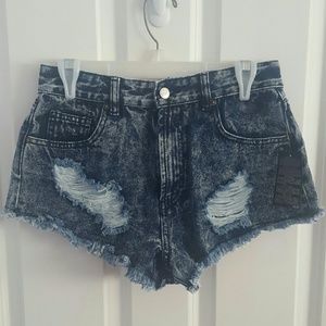 Distressed Denim Booty Shorts